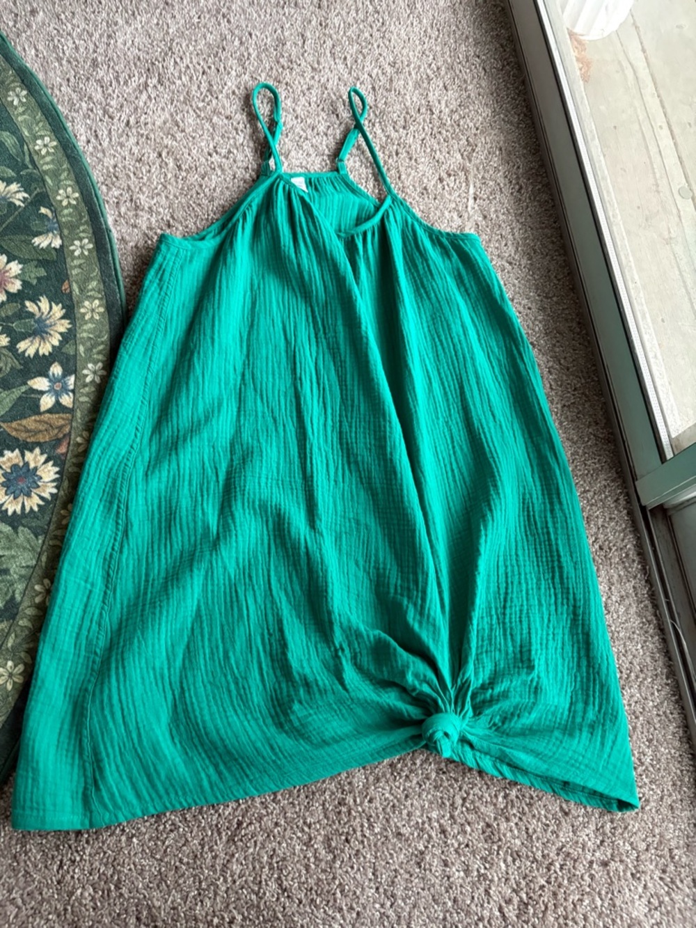 stars above Teal Green Spaghetti-Strap Knot Hem Cami